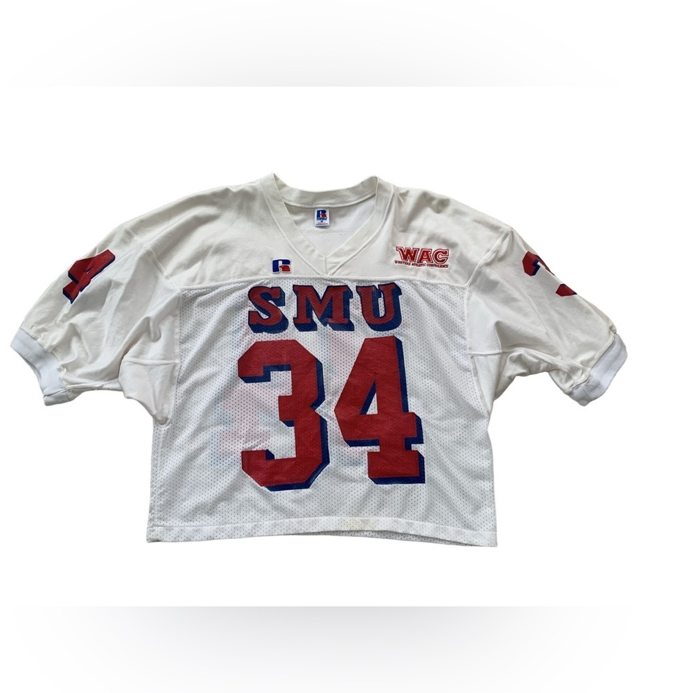 Vintage SMU Mustangs Game Worn Football Jersey McGraw Russell Athletic WAC 90s